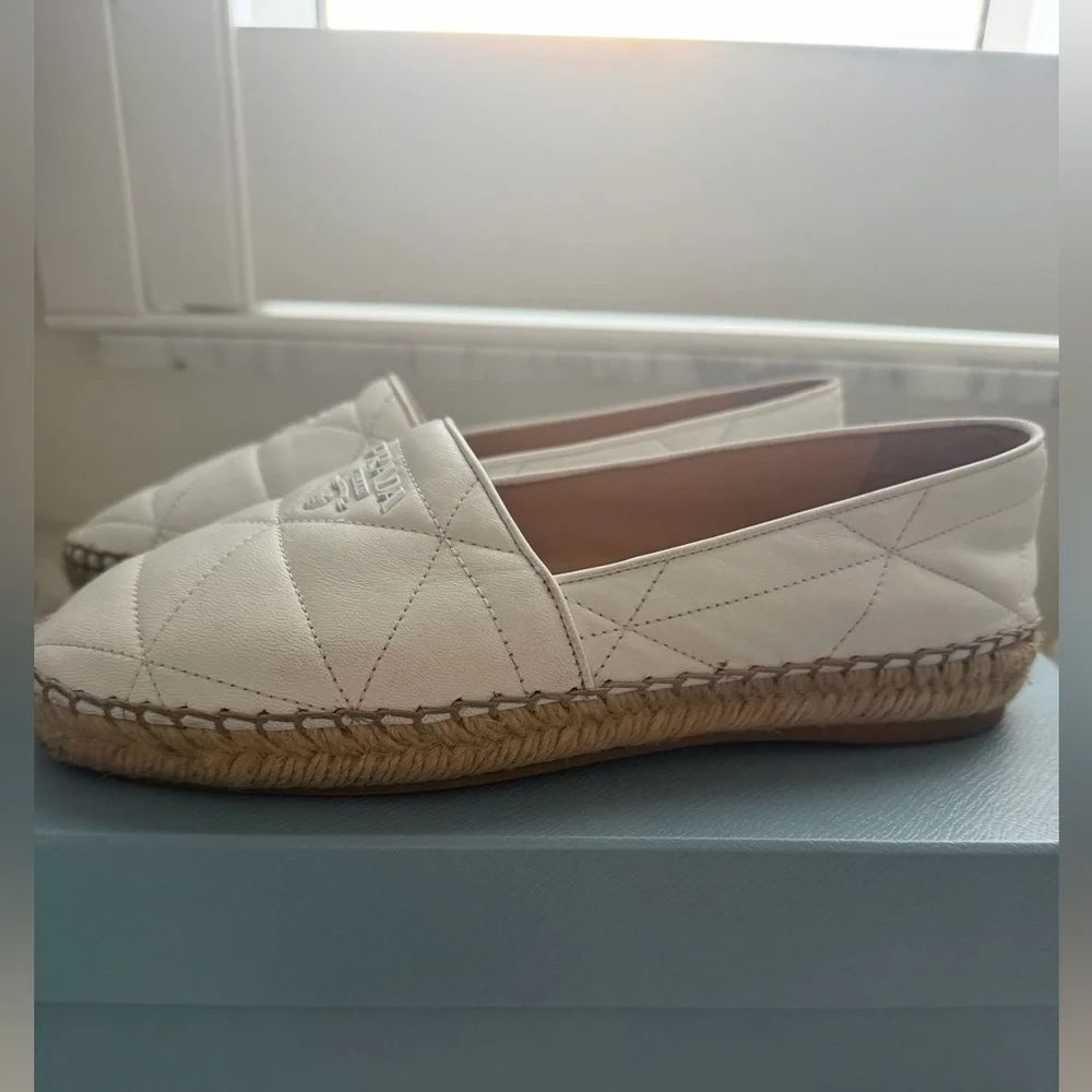 PRADA White Quilted Leather Espadrilles 🤍 - Picture 11 of 16
